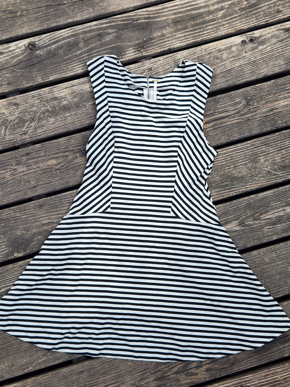Free People Black and White Striped Fit & Flare Mini Dress